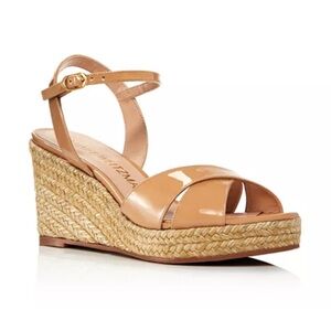 STUART WEITZMAN Rosemarie Patent Leather Platform Espadrille Wedge Sandals